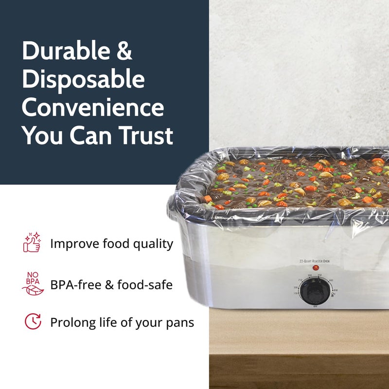 PanSaver Cooking Liners - Disposable Electric Roasting Pan Liners for Instant Cleanup with No Scrubbing - Clear, 2 Count - Image 4